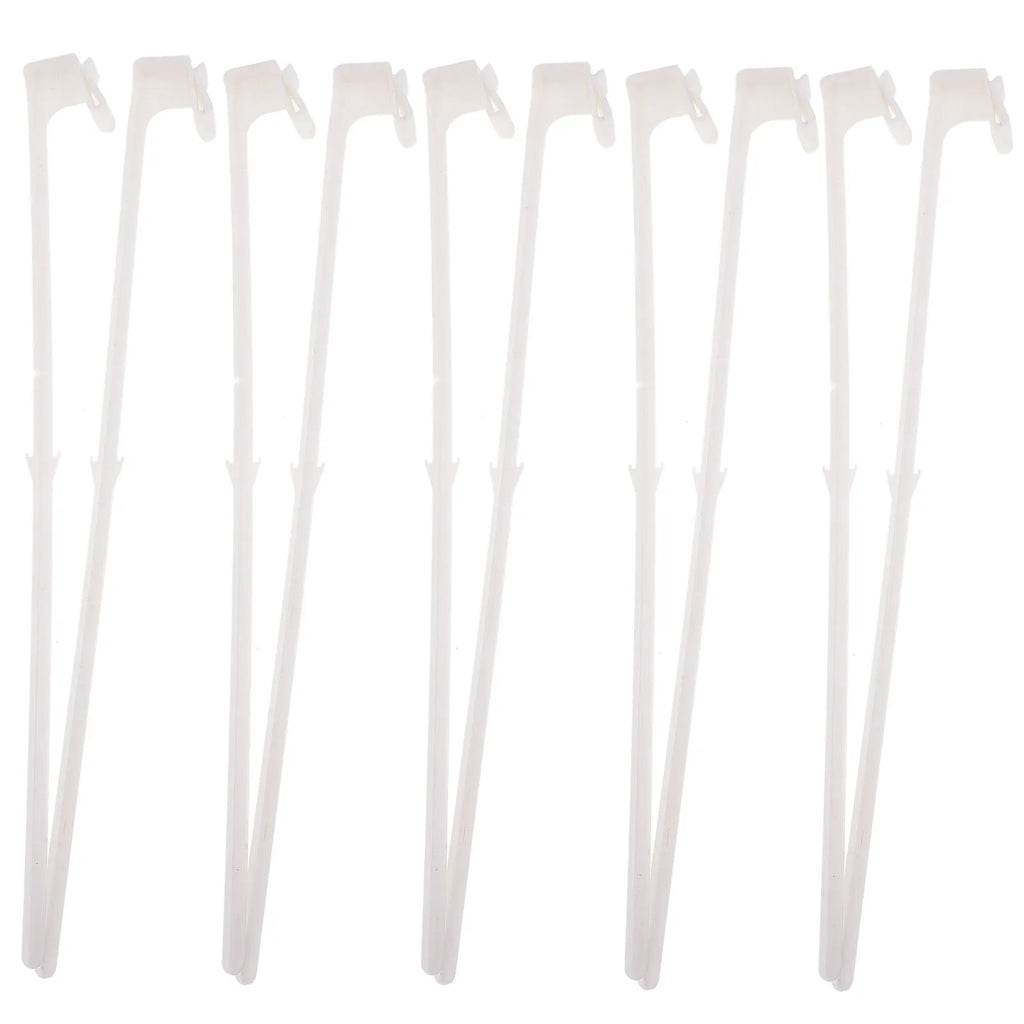 Ten white PP plastic car window flag pole holders with clip mounts.