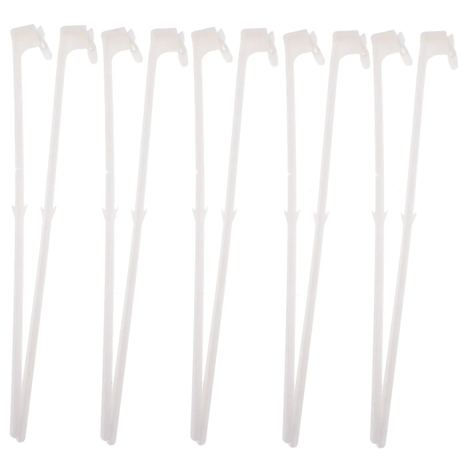 Ten white PP plastic car window flag pole holders with clip mounts.