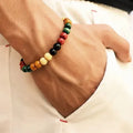 Natural stone bead bracelet with lava stone components for essential oils in ethnic style design