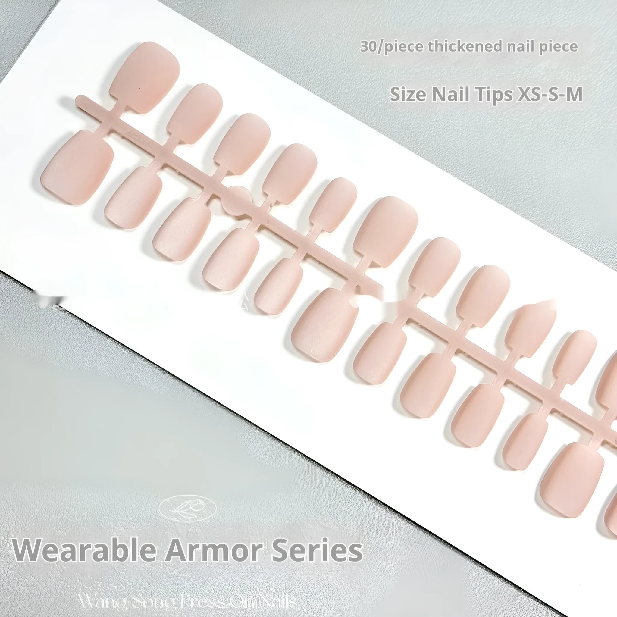 Set of frosted velvet Cat's Eye false nails with aurora armour shine in short ladder XS, S, and M sizes.
