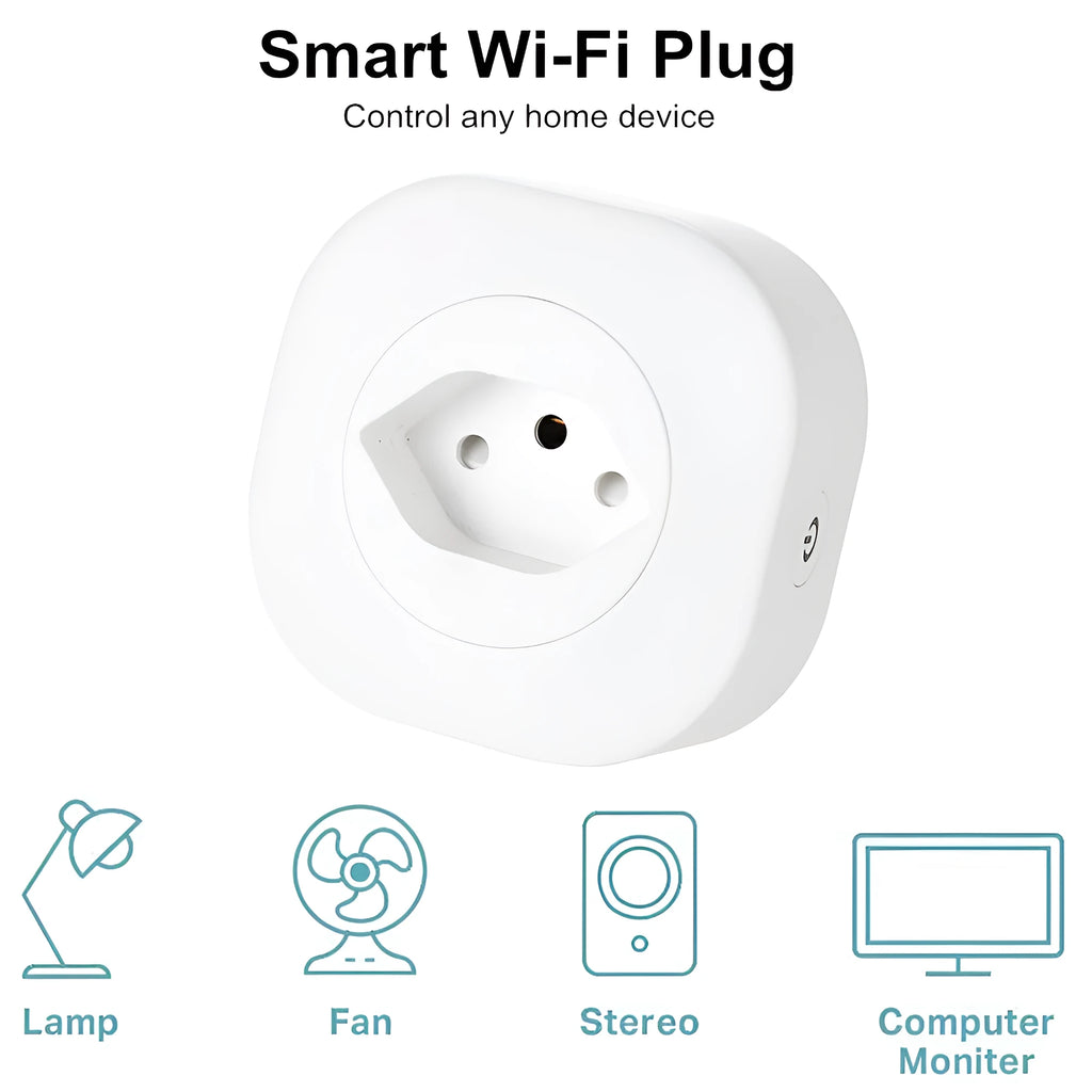 16A Wi-Fi smart socket plug with dimensions 70x70x72mm for 3520W appliance control