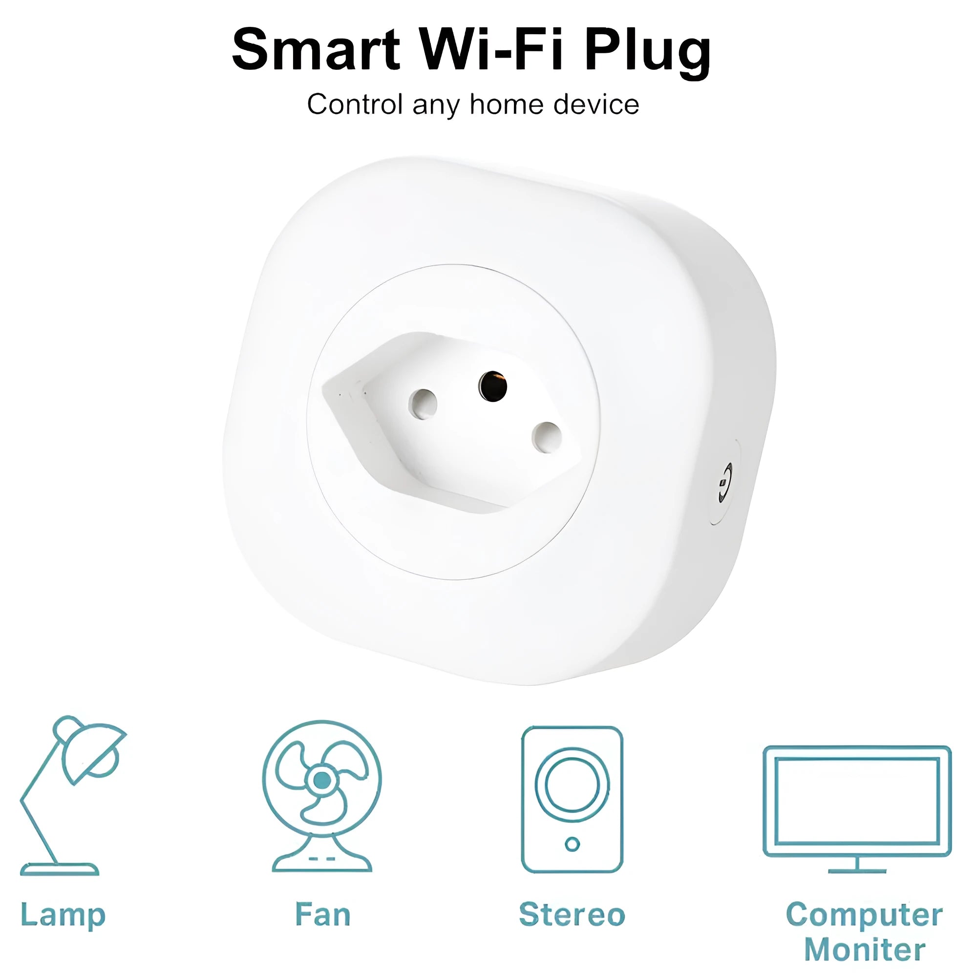 16A Wi-Fi smart socket plug with dimensions 70x70x72mm for 3520W appliance control