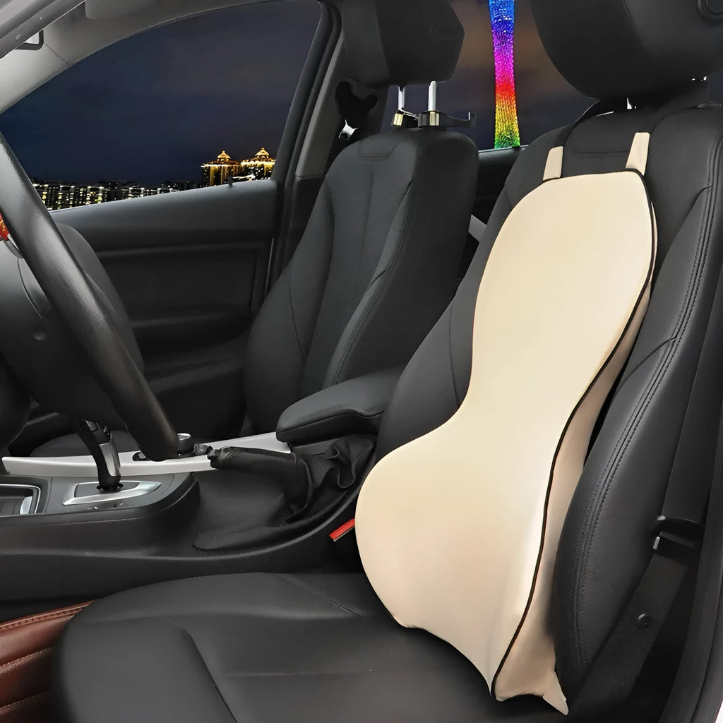 Memory cotton car lumbar cushion in solid colours black coffee grey off-white