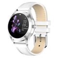 Women's multi-functional sports smartwatch in black, rose gold, silver, or white on a wrist.
