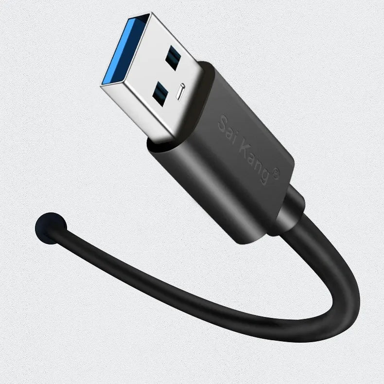 Black USB 3.0 and USB 2.0 male-to-female extension cable showing connector detail