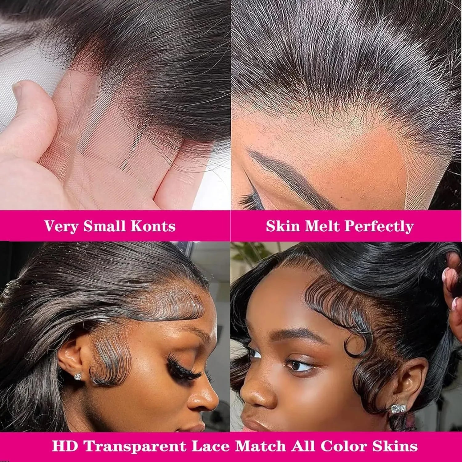 Black medium-long curly synthetic full-head wig on a lace mesh cap, shown from the front.