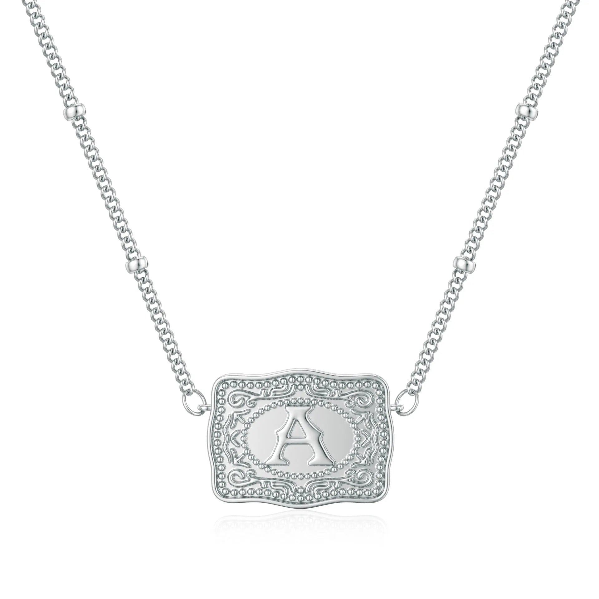 Personalised copper initial letter necklace with gold electroplated finish showing letter A