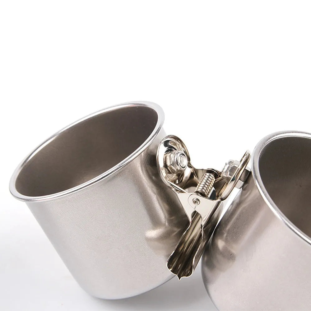 Stainless steel birdcage feeder in natural finish, shown in small, medium, and large size options.