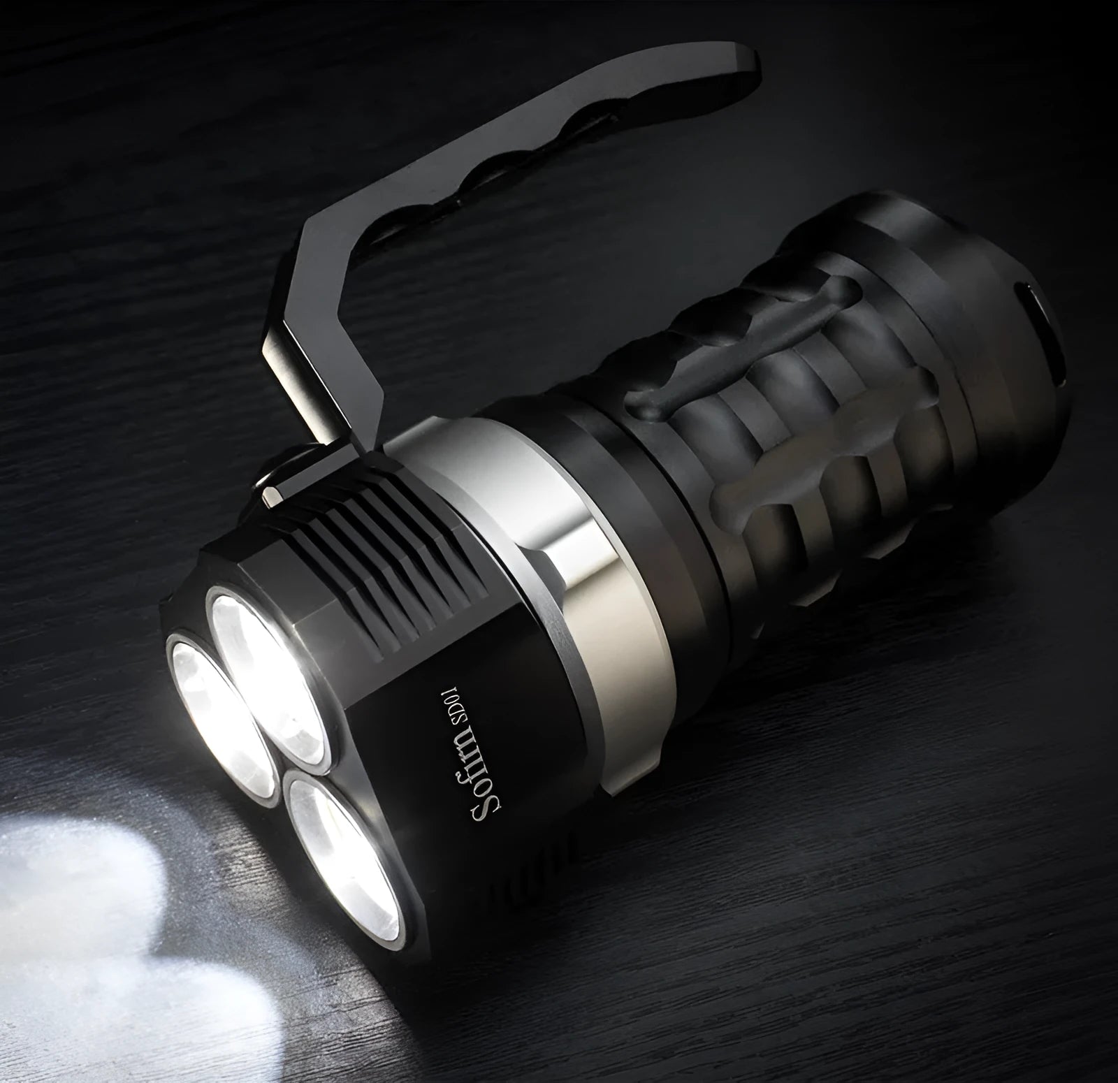 Aluminium alloy diving and outdoor torch flashlight with high brightness display.