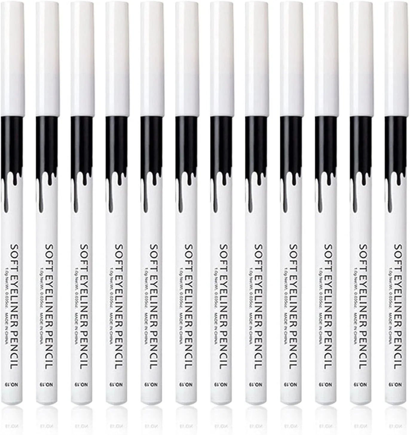 12 white and black waterproof eyeliner pencils with sharpener for multi-use makeup application