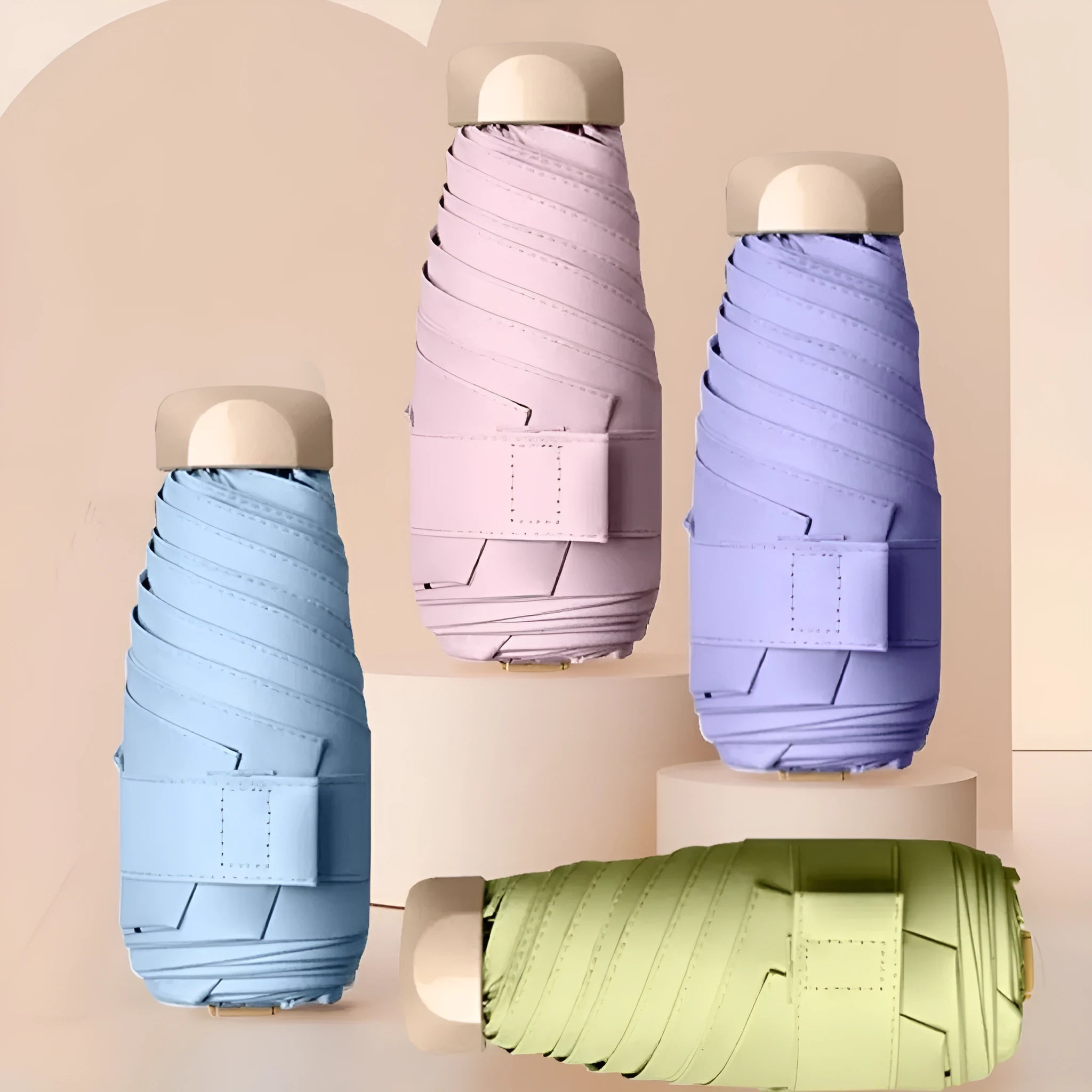 Five-fold manual umbrella in a choice of colours with alloy bones and vinyl-laminated fabric.