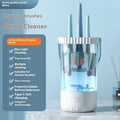 White rechargeable electric makeup brush cleaning tool with USB cable.