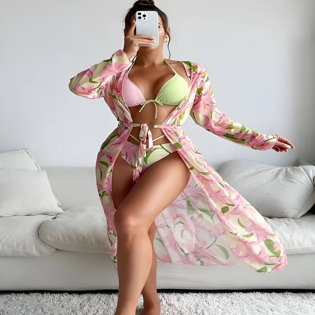 Women's printing pattern bikini swimsuit in European and American style.