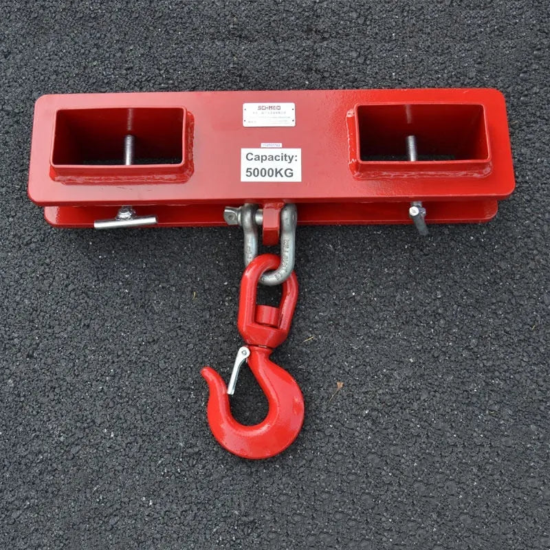 MK 500kg capacity rotatable forklift crane hook with safety locking device, made from iron.