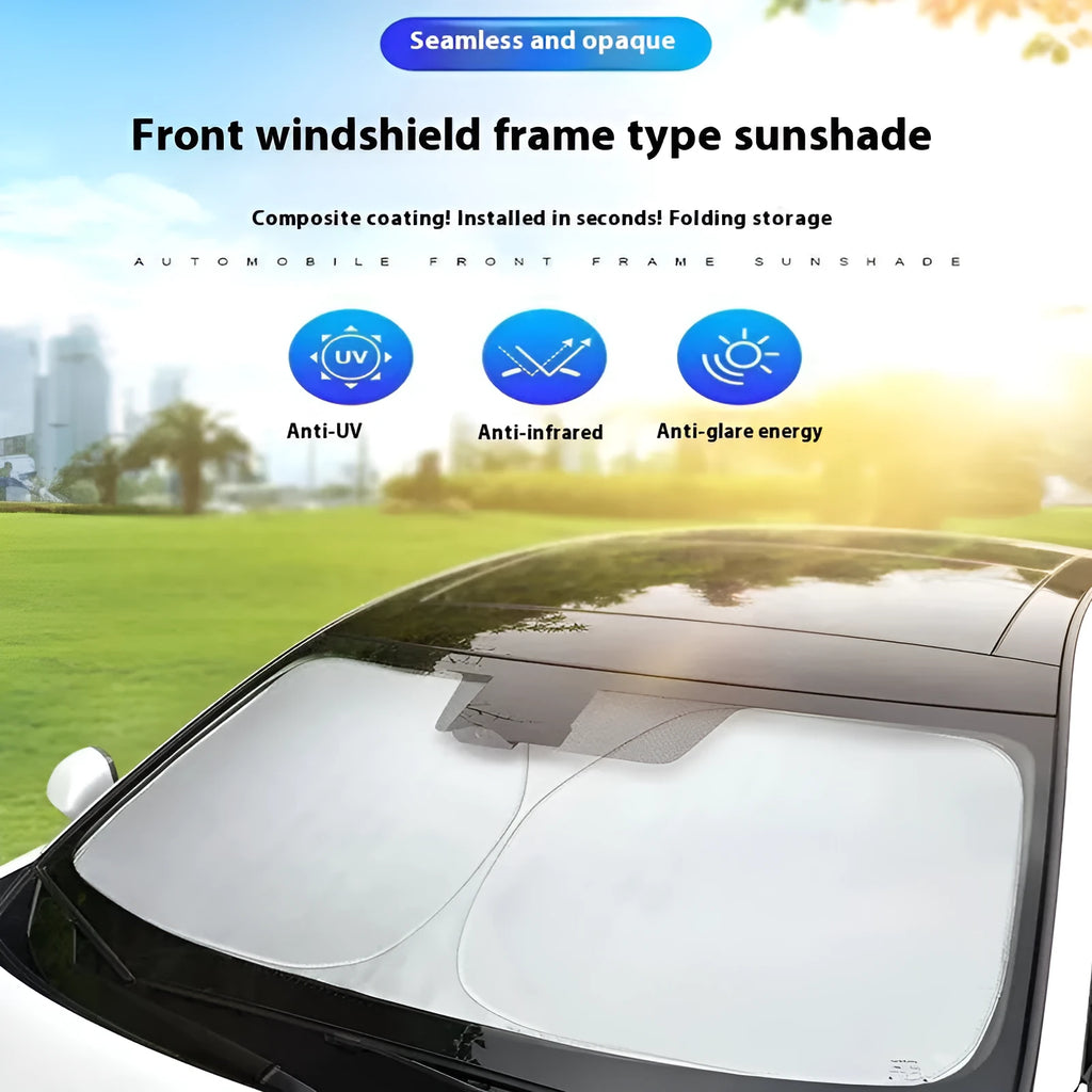 Aluminium foil car sunshade in titanium silver colour showing solid pattern design