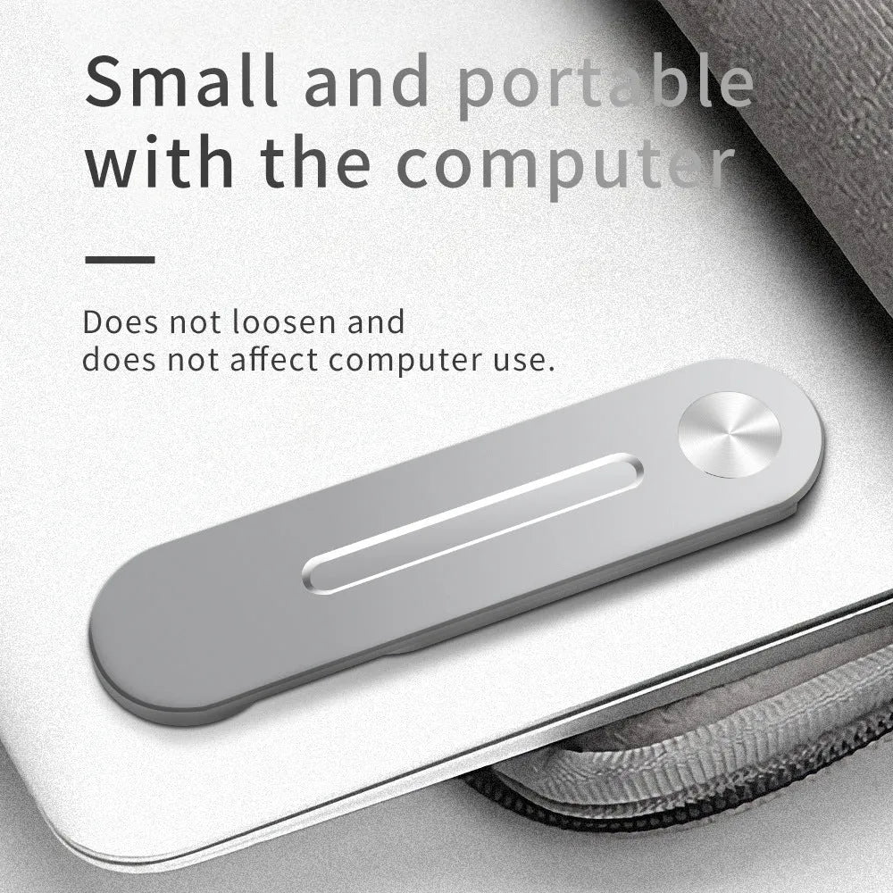 Aluminium alloy laptop side mount bracket holding a smartphone, shown in silver, black, and rose gold colours.