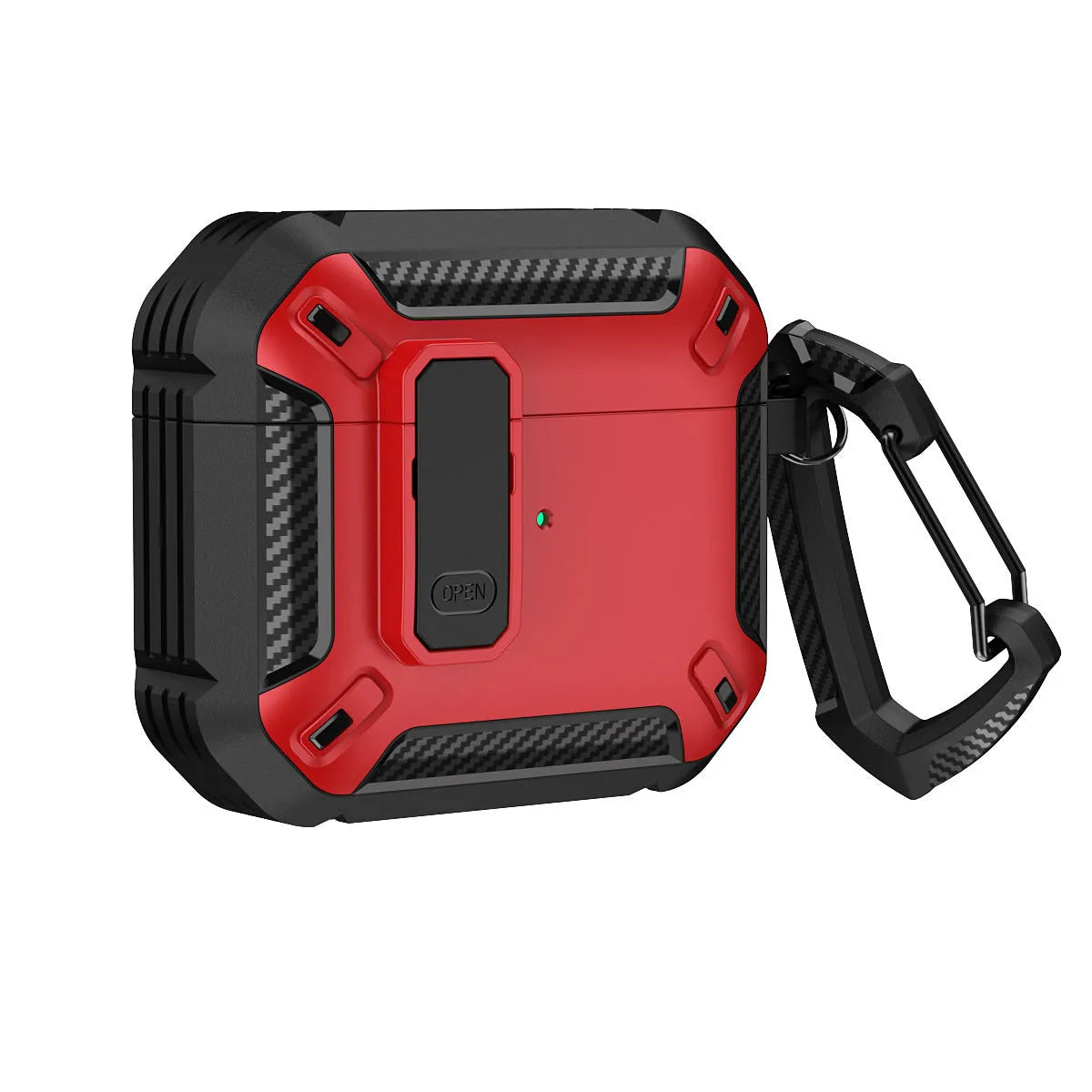 Two-tone plastic clamshell protective case with hook for Apple AirPods Pro and 3