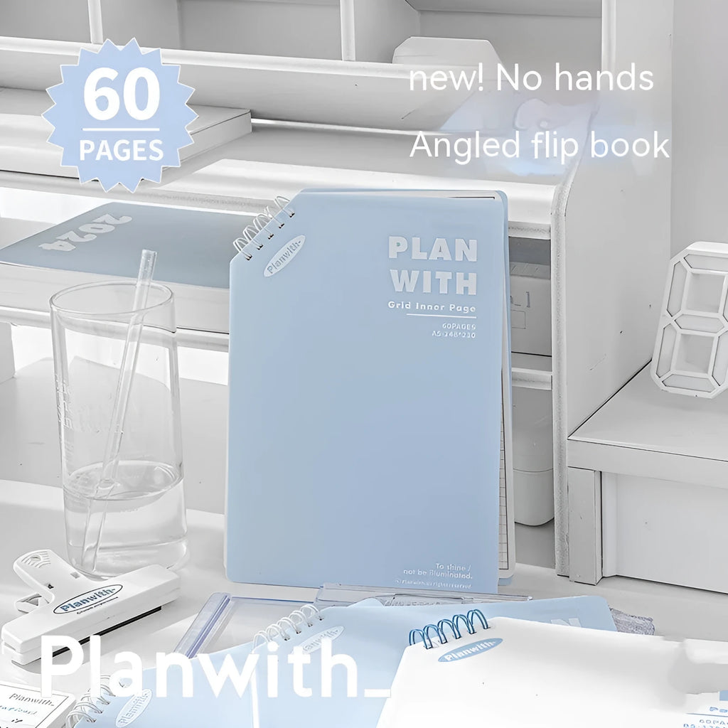 Oblique Angle Book Series Artsy Ins Style notebook in A5 or B5 size with white or plaid blue cover