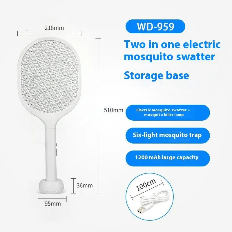 Rechargeable electric mosquito swatter with ABS shell for 11-20 sq m rooms, models 959 and 996.
