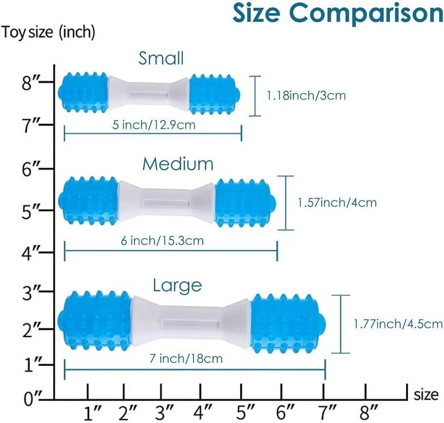 Dual-colour TPR and PU puppy teething chew toy in Aqua Bone shape for dogs