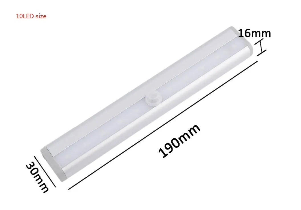 Aluminium magnetic LED closet light with motion sensor and USB charging port.
