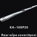 Set of four silvery ABS plastic rear wiper arm cover trims for 2010 Hyundai models.