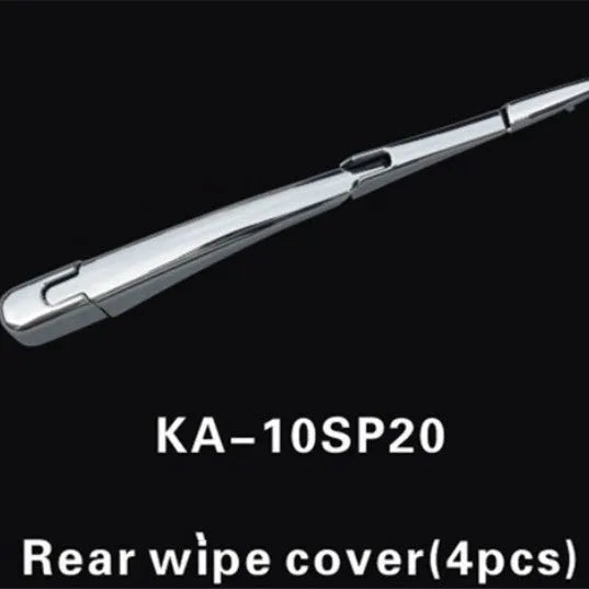 Set of four silvery ABS plastic rear wiper arm cover trims for 2010 Hyundai models.