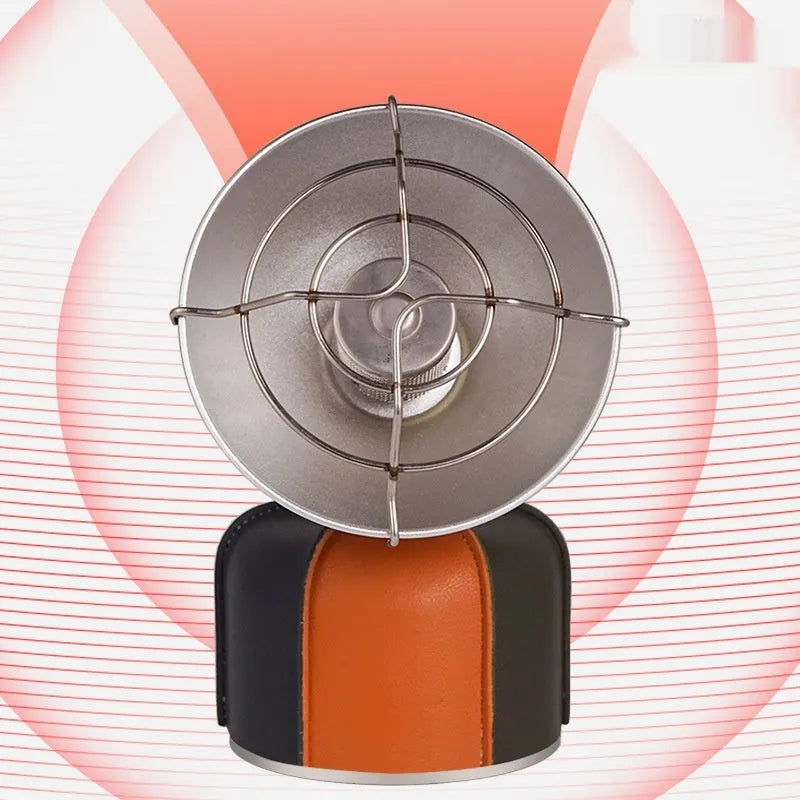 Portable outdoor heating stove with black and orange design and automatic ignition