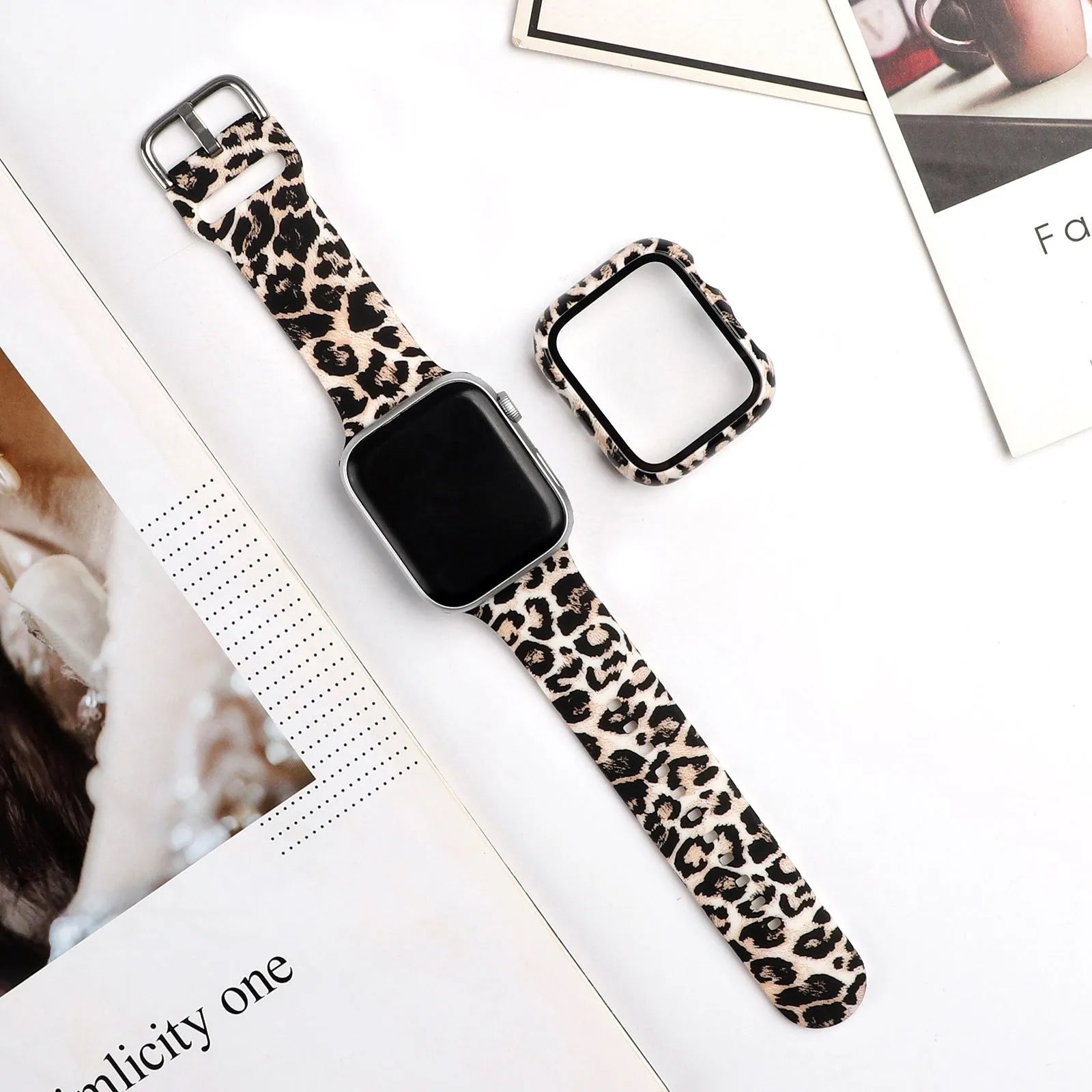 Printed silicone replacement strap for Apple Watch in various styles and sizes