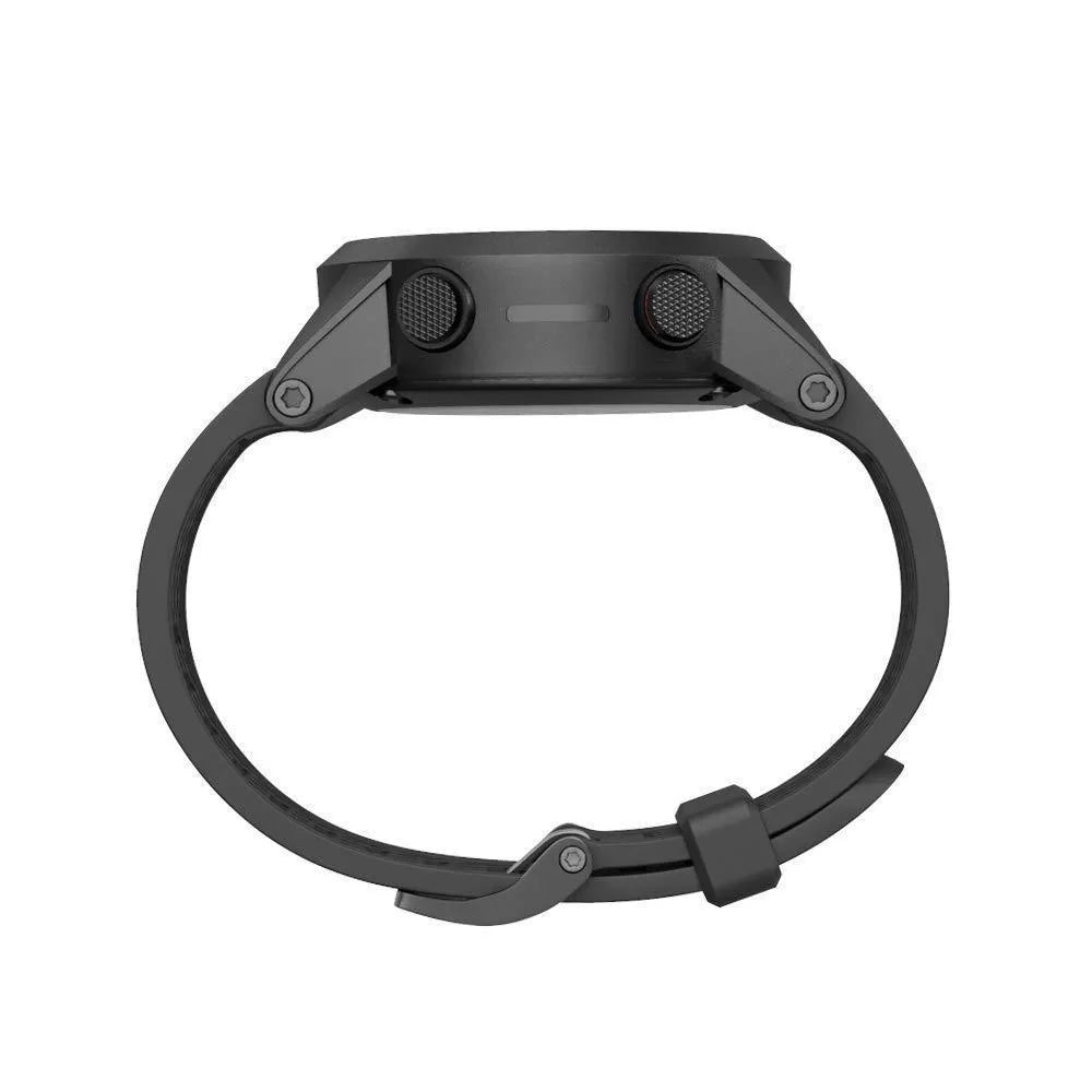 Black silicone watch strap with stainless steel button for Jiaming watches, 26mm width