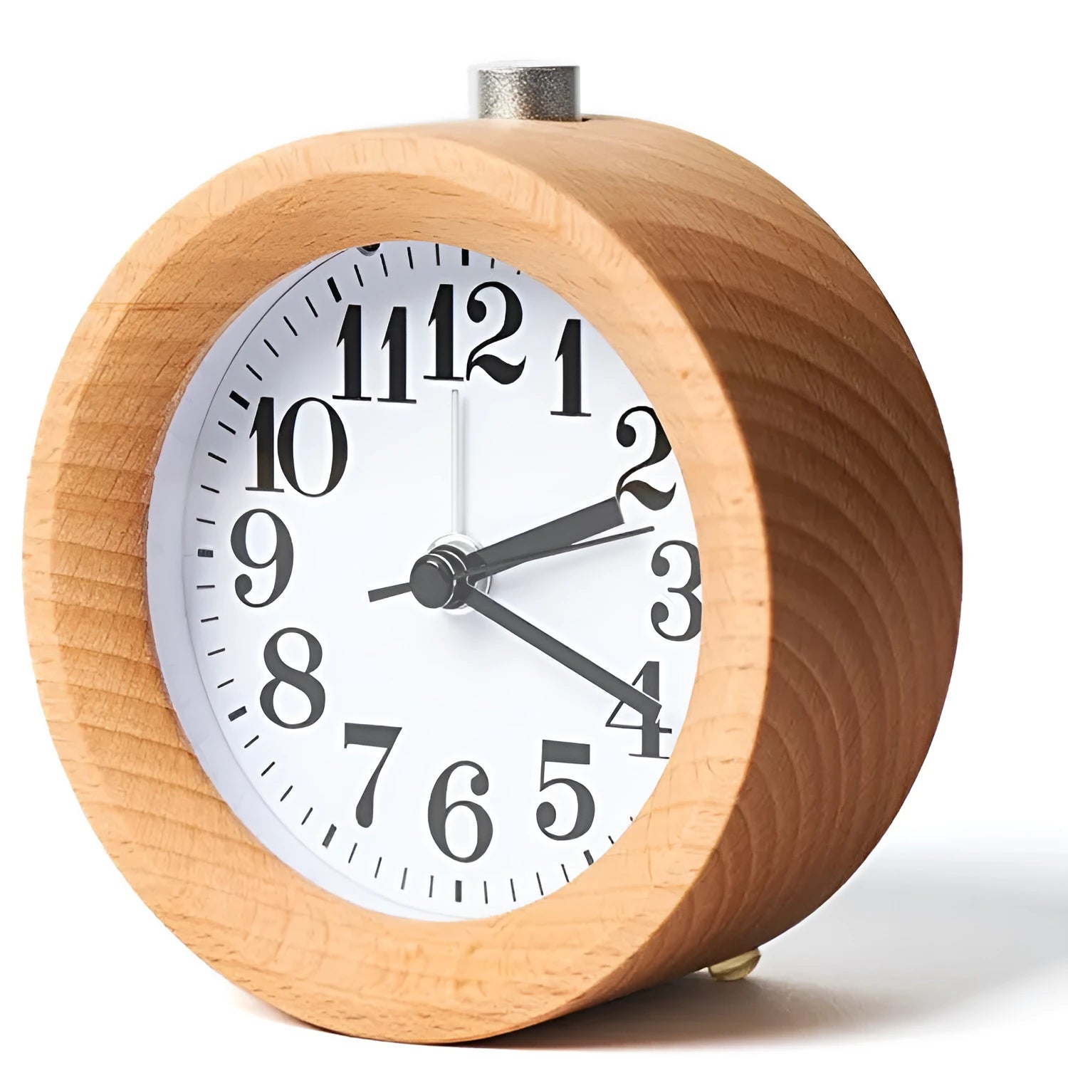 Solid beech wood bedside alarm clock with traditional design and Sun Movement