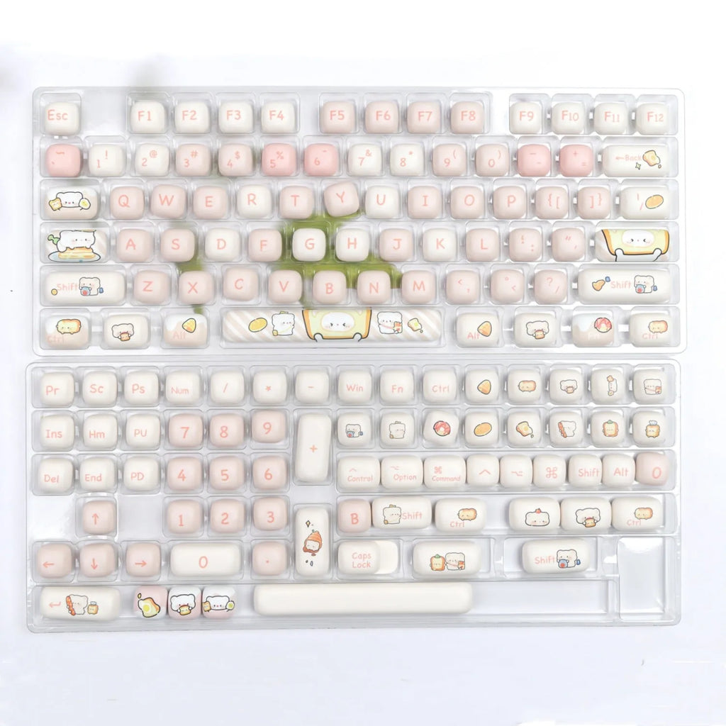 MOG Steamed Bread Bear PBT key caps set with 143+3 keys for mechanical keyboards