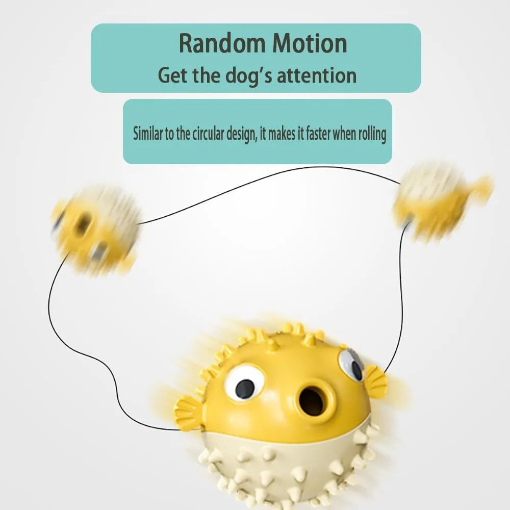 Fish-shaped TPR dog toy with treat dispensing function and bell sound for medium and large dogs