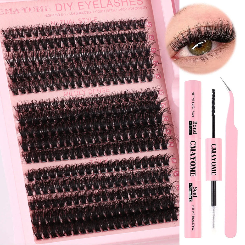 DIY false eyelashes extension suit with individual cluster segments for home eyelash application
