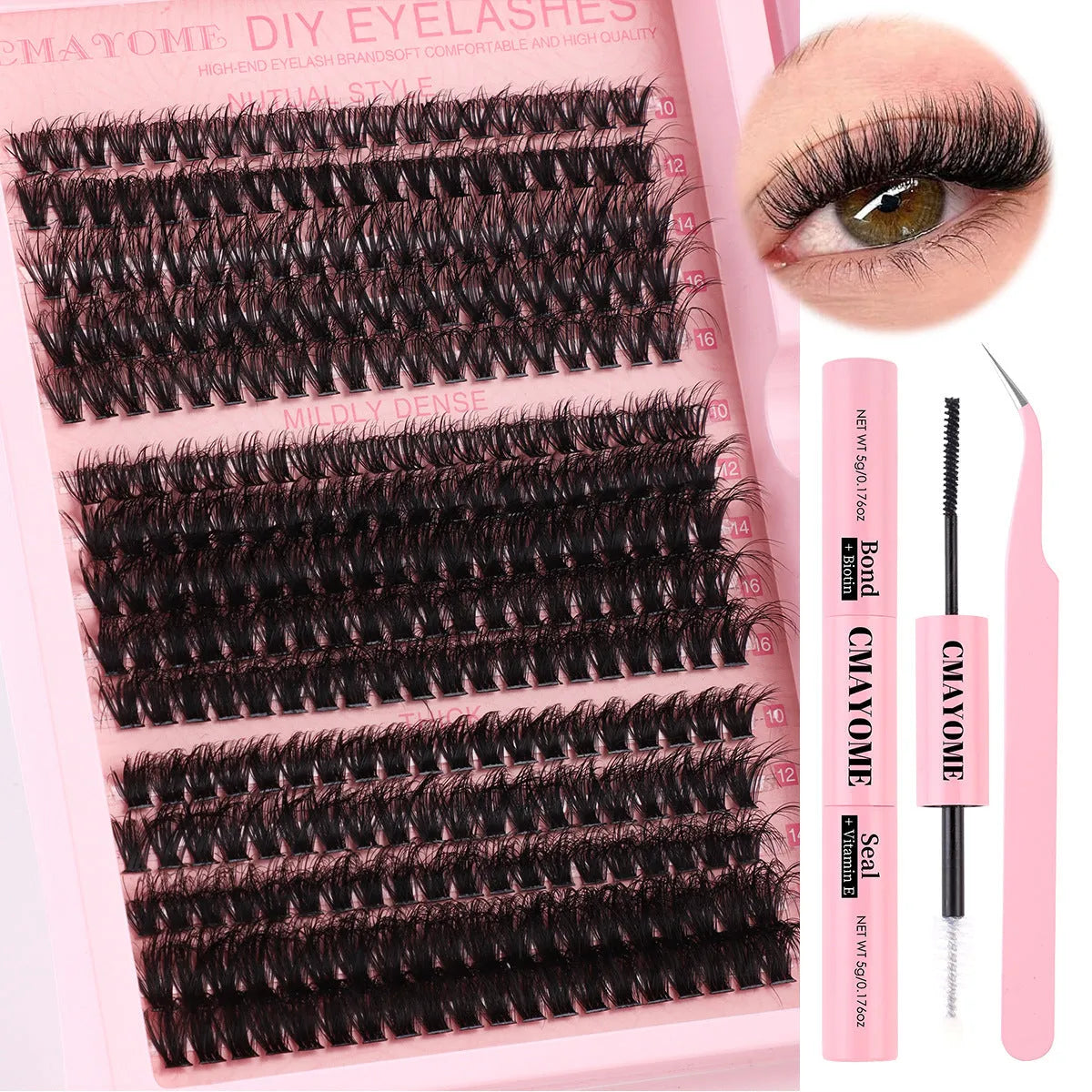 DIY false eyelashes extension suit with individual cluster segments for home eyelash application
