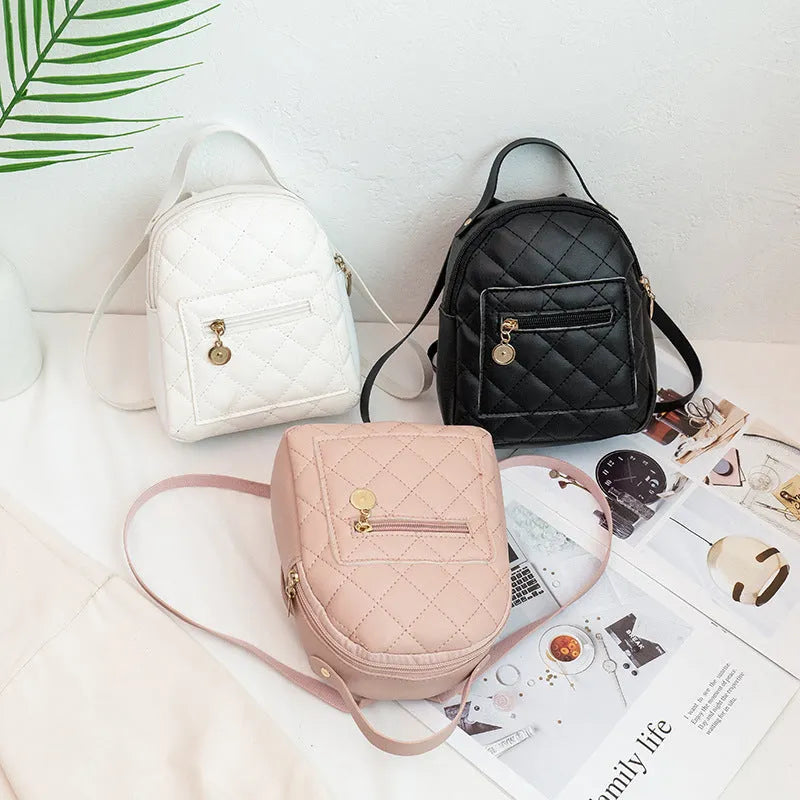 Girls' Korean style embroidered hardback backpack in vertical square shape with sandwich pocket