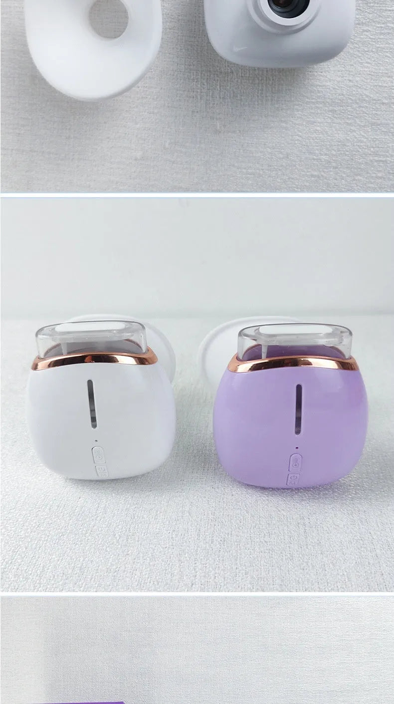 USB rechargeable eye humidifier in purple colour with charging cable