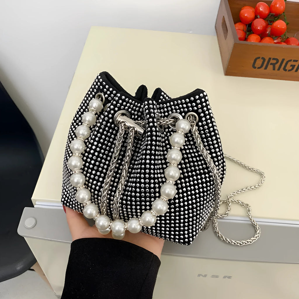Fashion light diamond shoulder bag with western-style chain crossbody design in soft PU material
