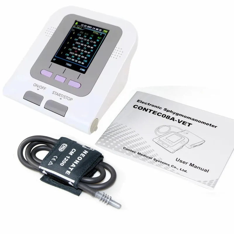 CONTEC08A veterinary digital blood pressure monitor with LCD screen and animal cuffs