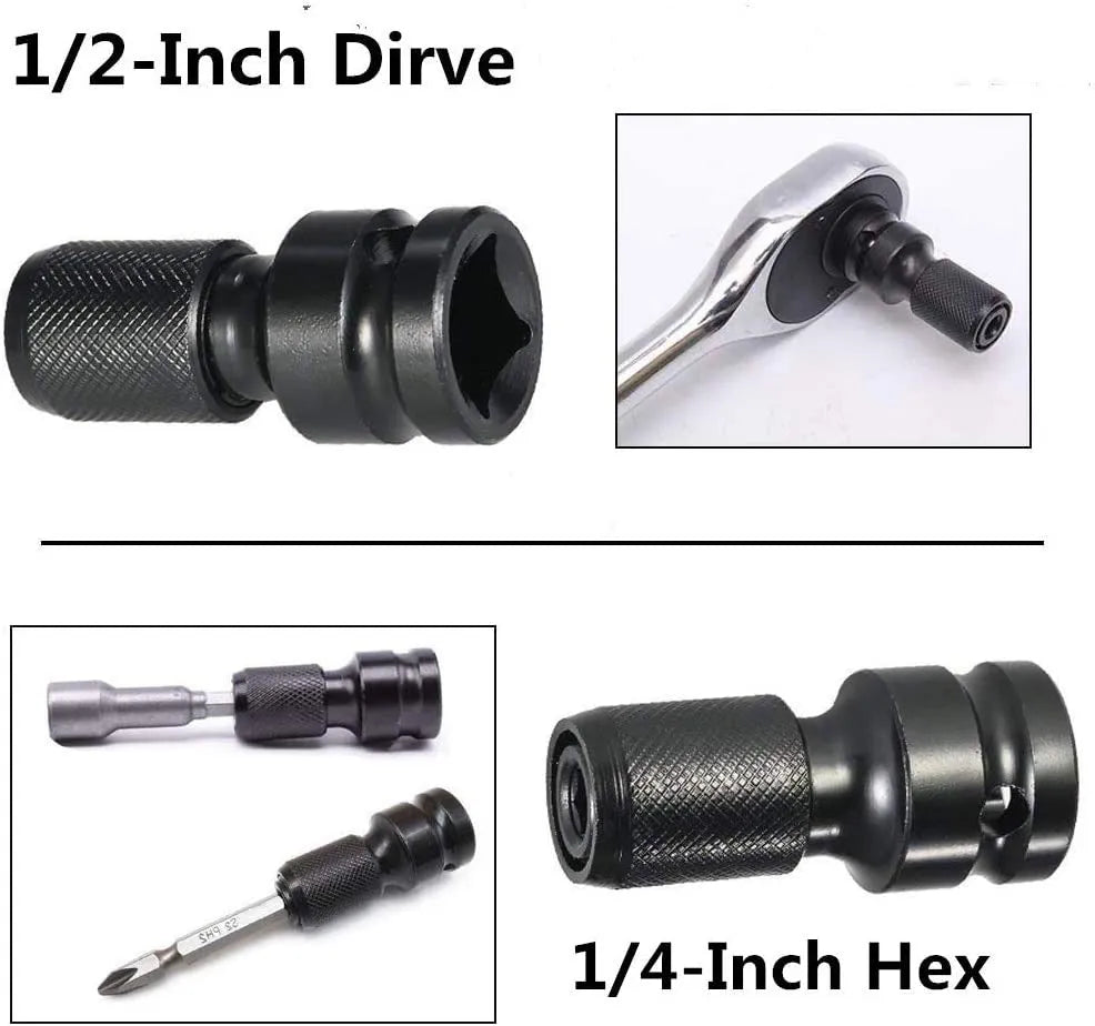 Square to hexagonal telescopic bit holder made of No 45 steel for electric wrench use