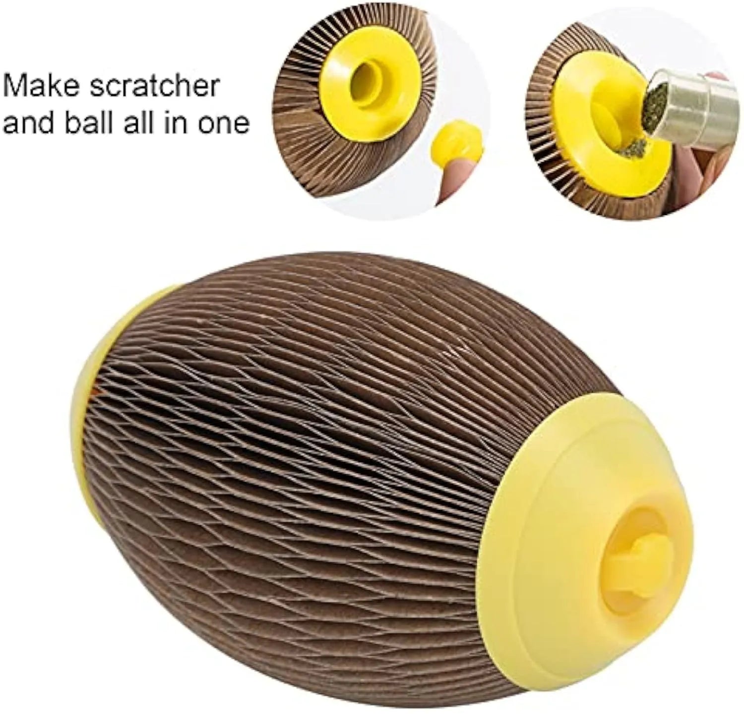 Corrugated paper catnip football toy for cats scratching and play