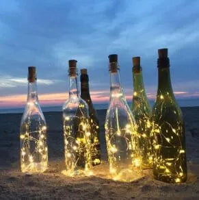 Flexible copper wire LED string lights with bottle stopper for wine bottle decoration
