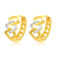Gold geometric hollow-out alloy earrings with colour separation ear clip detail