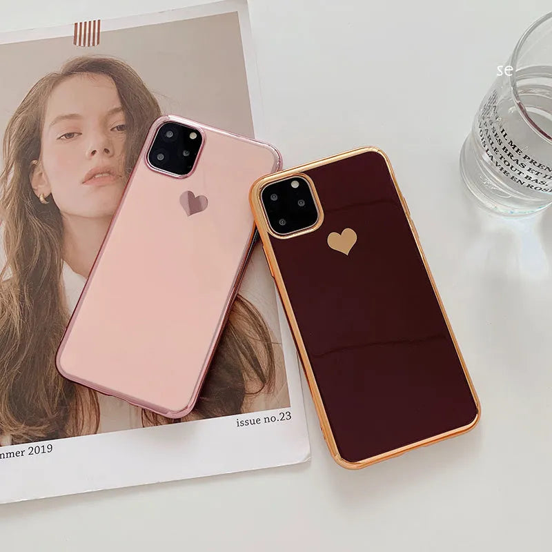 Solid colour TPU back cover case for iPhone in blue, claret, pink, or green.