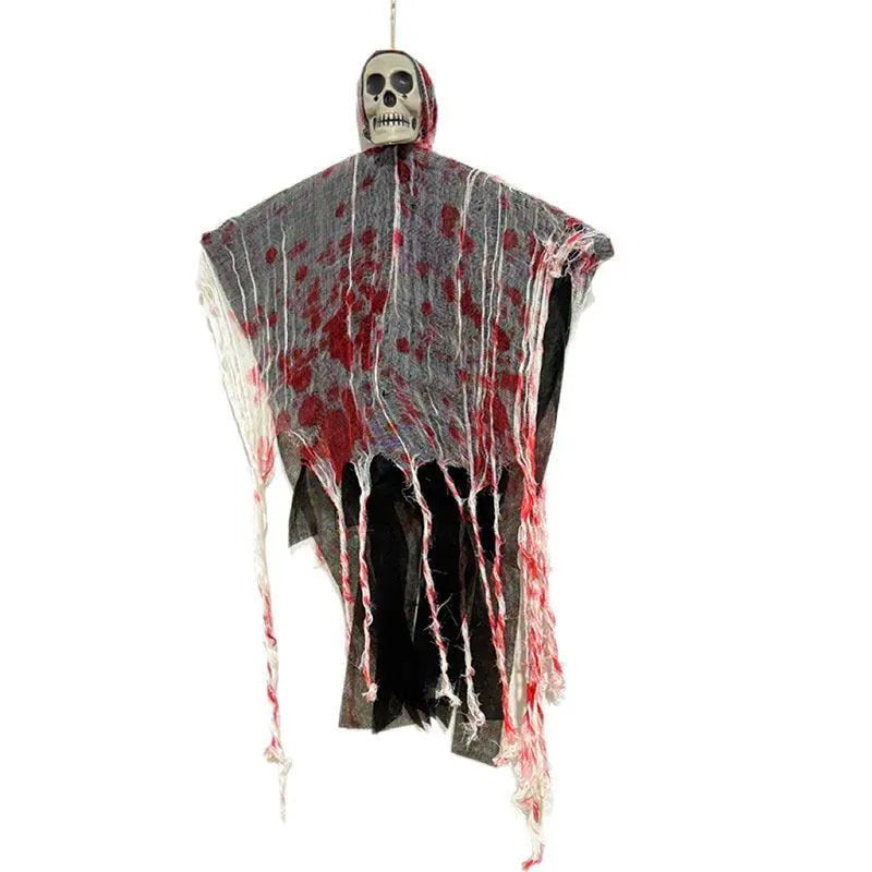 Plastic luminous skull hanging ghost Halloween decoration with blood-dyed colour for outdoor displays