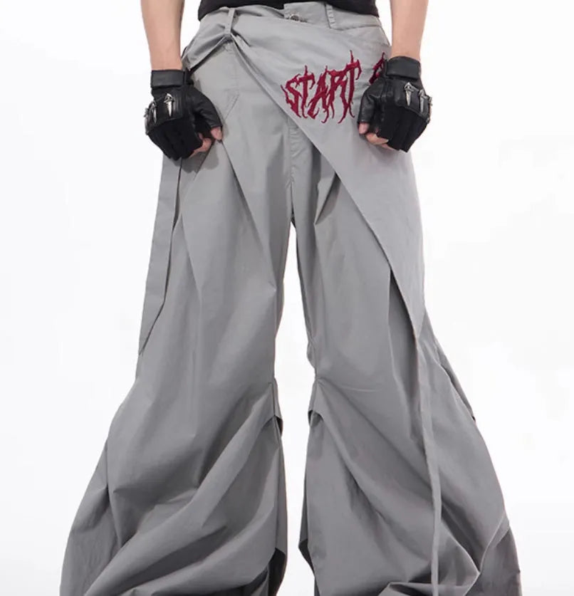 Boys wide-leg function pants in refined Korean style, black and grey solid colour options