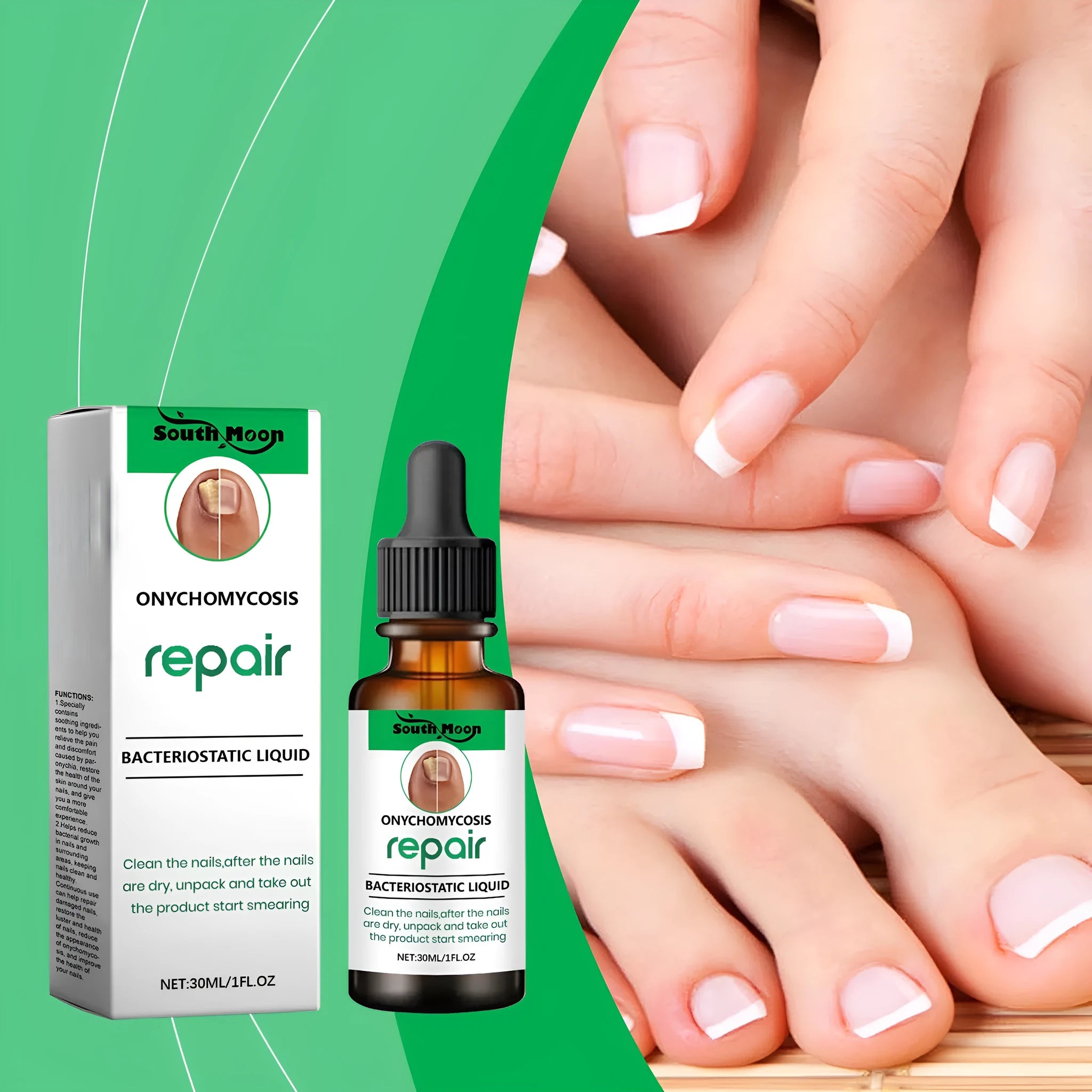 30ml plastic bottle of clear nail nursing solution for gentle daily cleaning