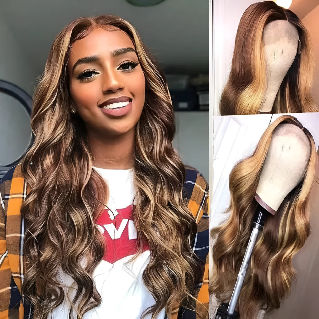 Front lace wig with African big wave style and gradient colour in high-temperature fibre