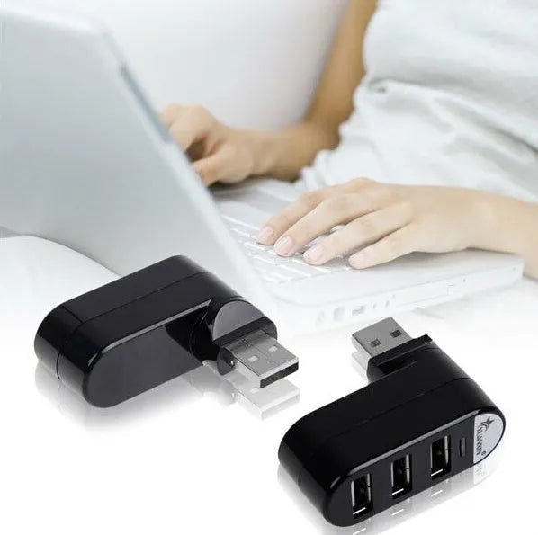 Black and white 4-port USB 2.0 hub with individual power switches for each port
