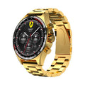 Smart watch with health monitoring display showing heart rate and fitness metrics
